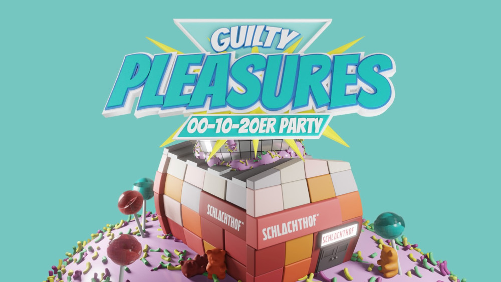 Es steht Guilty Pleasures in der Mitte des Bildes. Darunter steht 00-10-20er Party